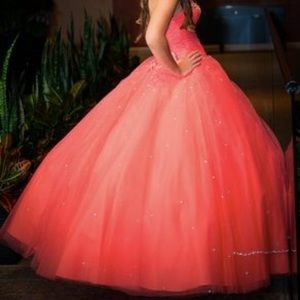 Coral quinceñiera dress